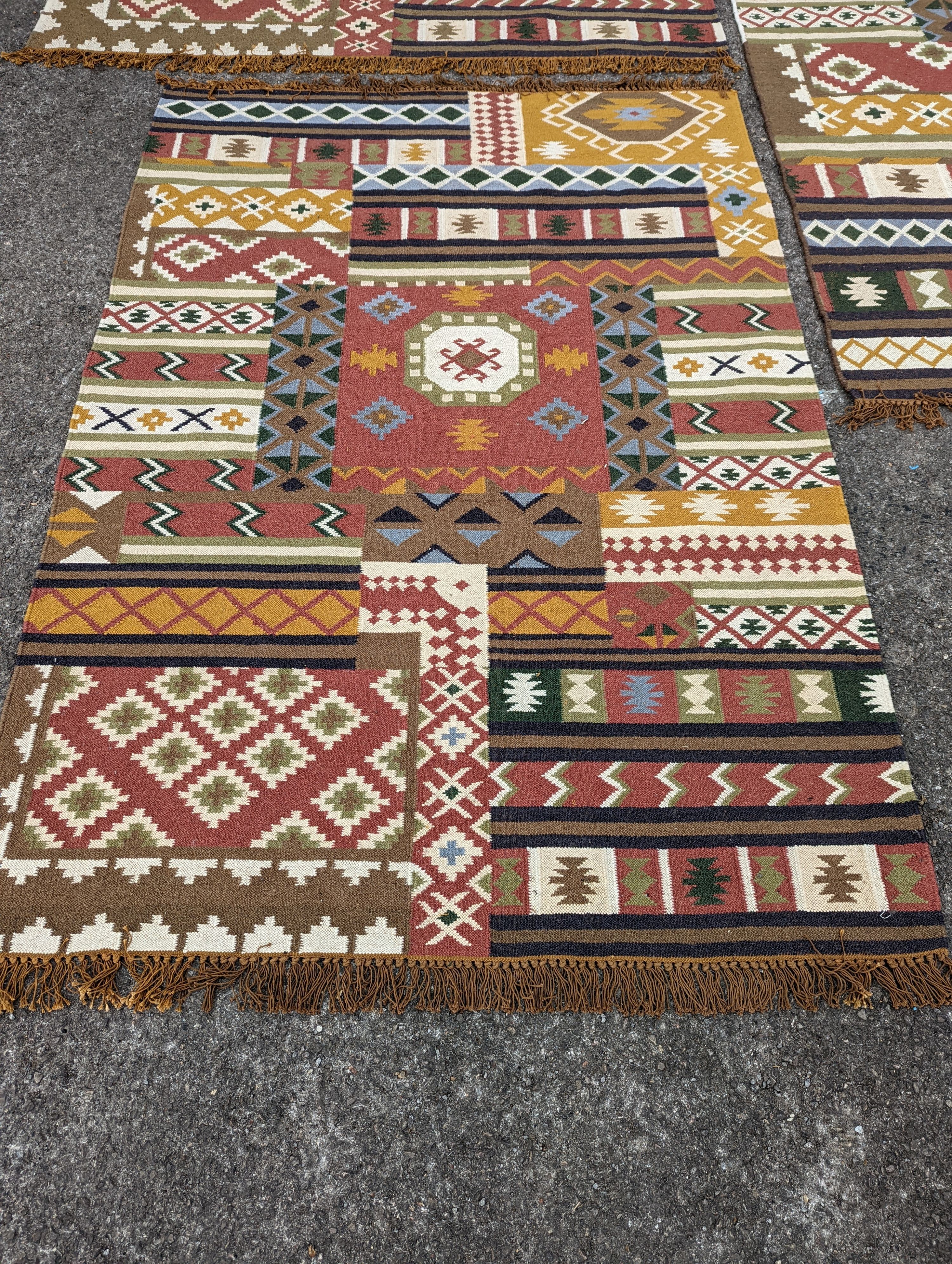 Three assorted Kilim flatweave carpets and rugs, 290 x 200cm, 240 x 170cm, 200 x 140cm